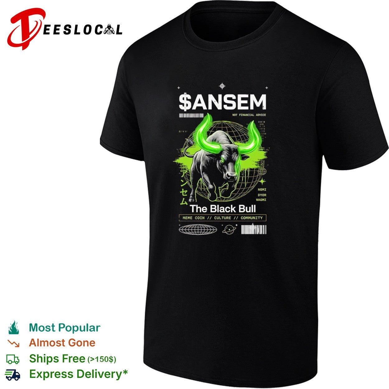 Ansem The Black Bull Meme Coin Culture Community shirt Unisex T-shirt, Sweatshirt, Hoodie, Long Sleeve Tee - T-Shirt, Sweatshirt, Hoodie