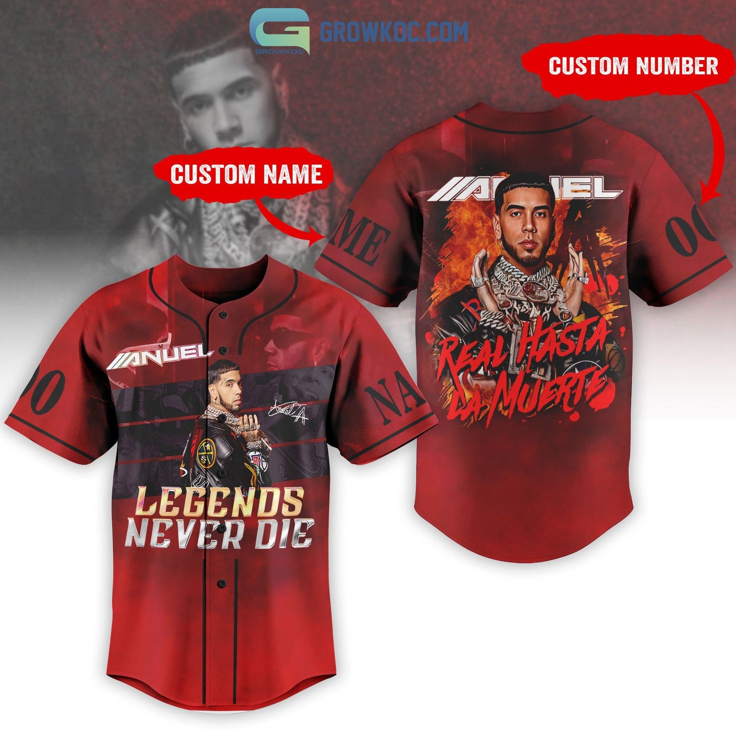 Anuel AA Legends Never Die Personalized Baseball Jersey Unisex T-shirt, Sweatshirt, Hoodie, Long Sleeve Tee - T-Shirt, Sweatshirt, Hoodie