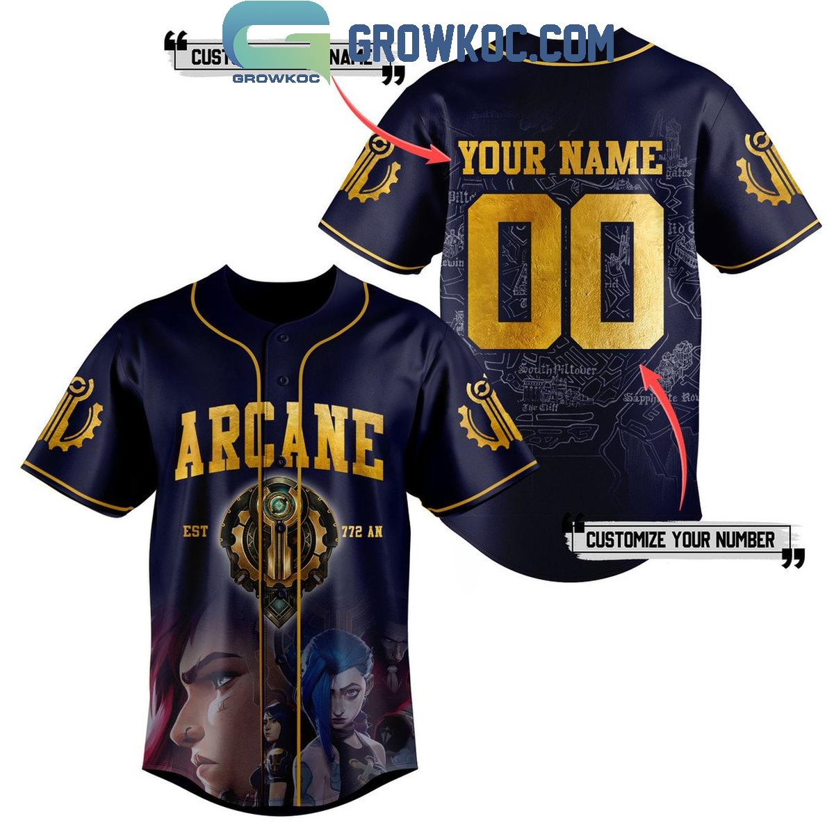 Arcane Est 772 AN Personalized Baseball Jersey Unisex T-shirt, Sweatshirt, Hoodie, Long Sleeve Tee - T-Shirt, Sweatshirt, Hoodie