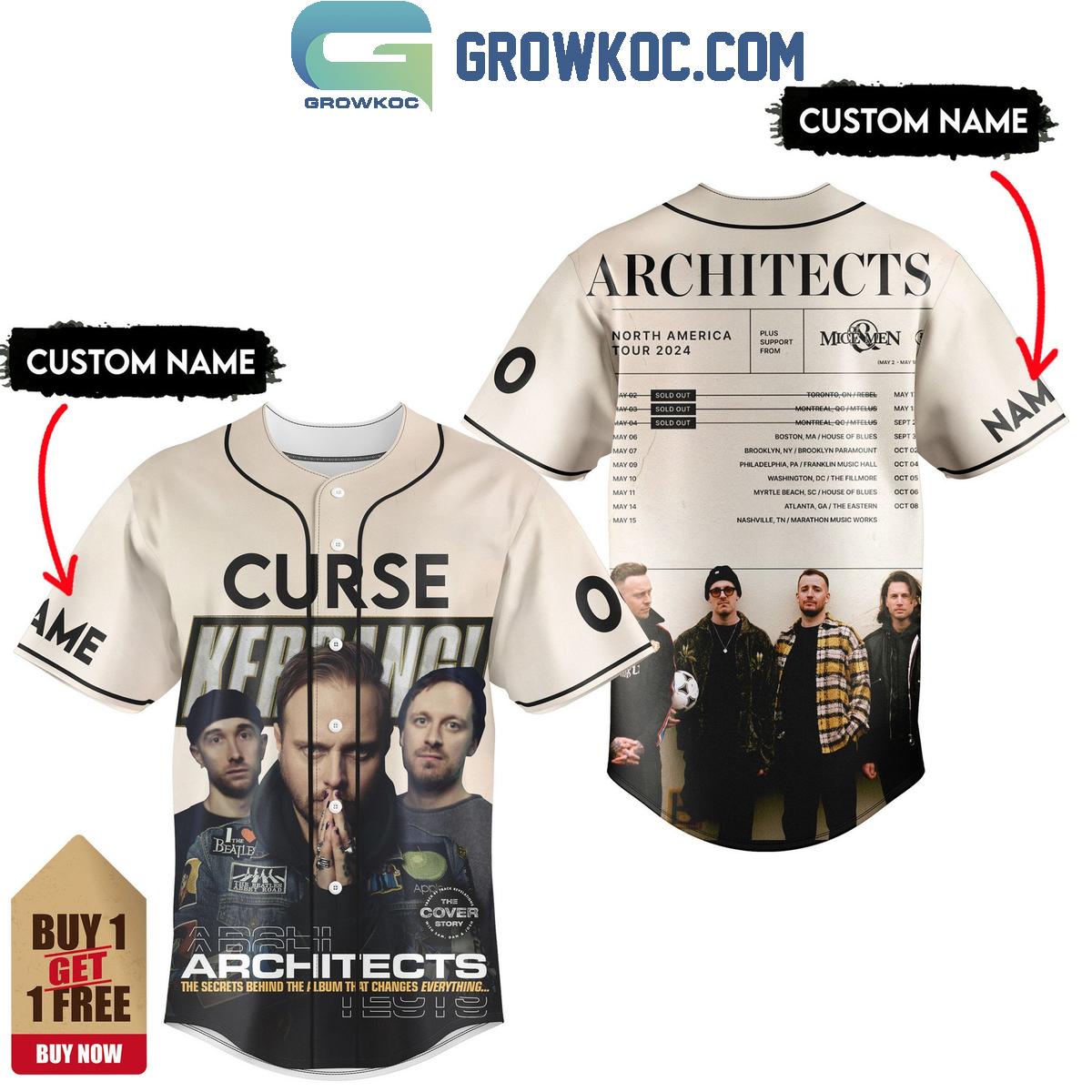 Architects North America Tour 2024 Personalized Baseball Jersey Unisex T-shirt, Sweatshirt, Hoodie, Long Sleeve Tee - T-Shirt, Sweatshirt, Hoodie