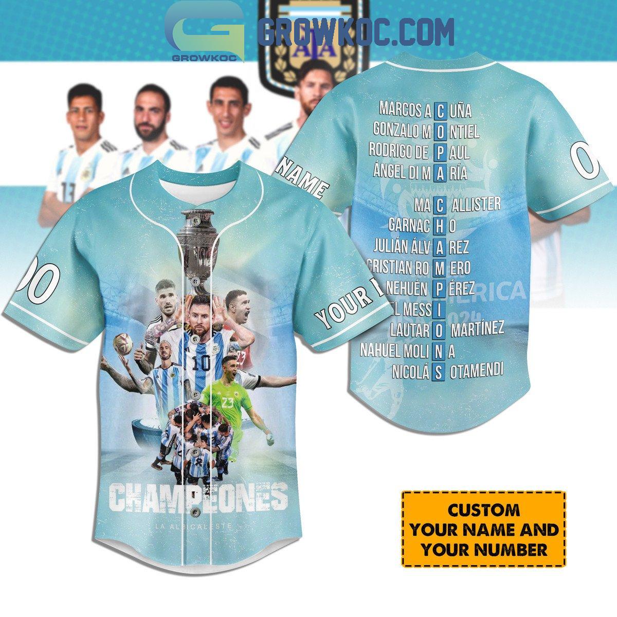 Argentina True Champions Of Copa America 2024 Personalized Baseball Jersey Unisex T-shirt, Sweatshirt, Hoodie, Long Sleeve Tee - T-Shirt, Sweatshirt, Hoodie