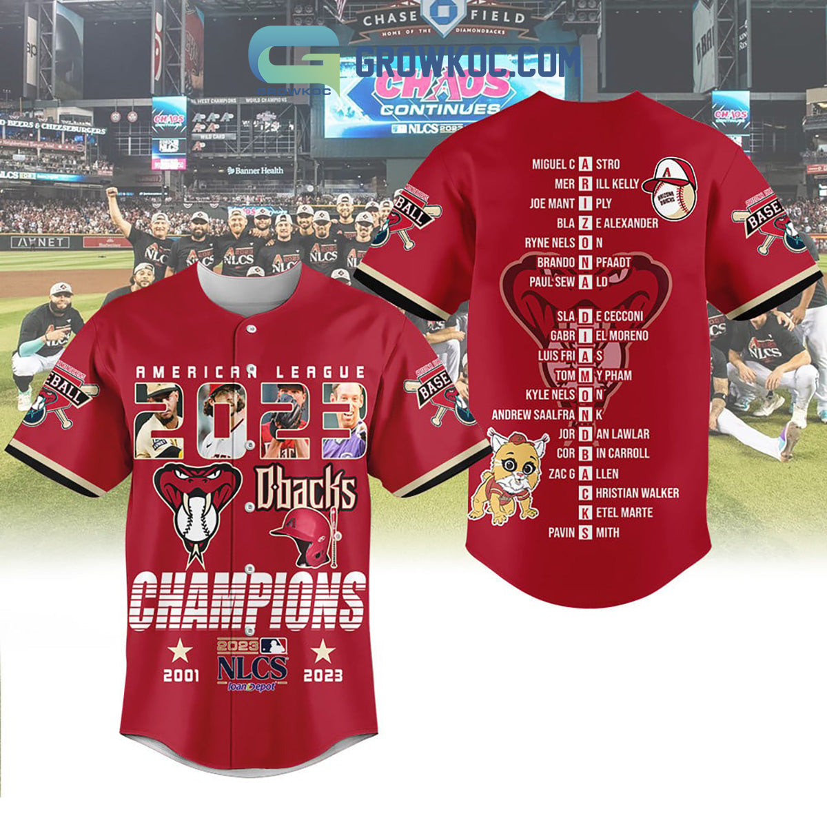 Arizona Dbacks American League Champions 2023 Baseball Jersey Unisex T-shirt, Sweatshirt, Hoodie, Long Sleeve Tee - T-Shirt, Sweatshirt, Hoodie