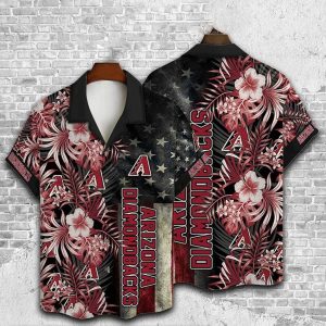 Arizona Diamondbacks American Tropical Flower Black Hawaiian Shirt Unisex T-shirt, Sweatshirt, Hoodie, Long Sleeve Tee - T-Shirt, Sweatshirt, Hoodie