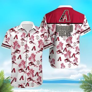 Arizona Diamondbacks Hawaiian Shirt White Aloha Palm Islands Unisex T-shirt, Sweatshirt, Hoodie, Long Sleeve Tee - T-Shirt, Sweatshirt, Hoodie