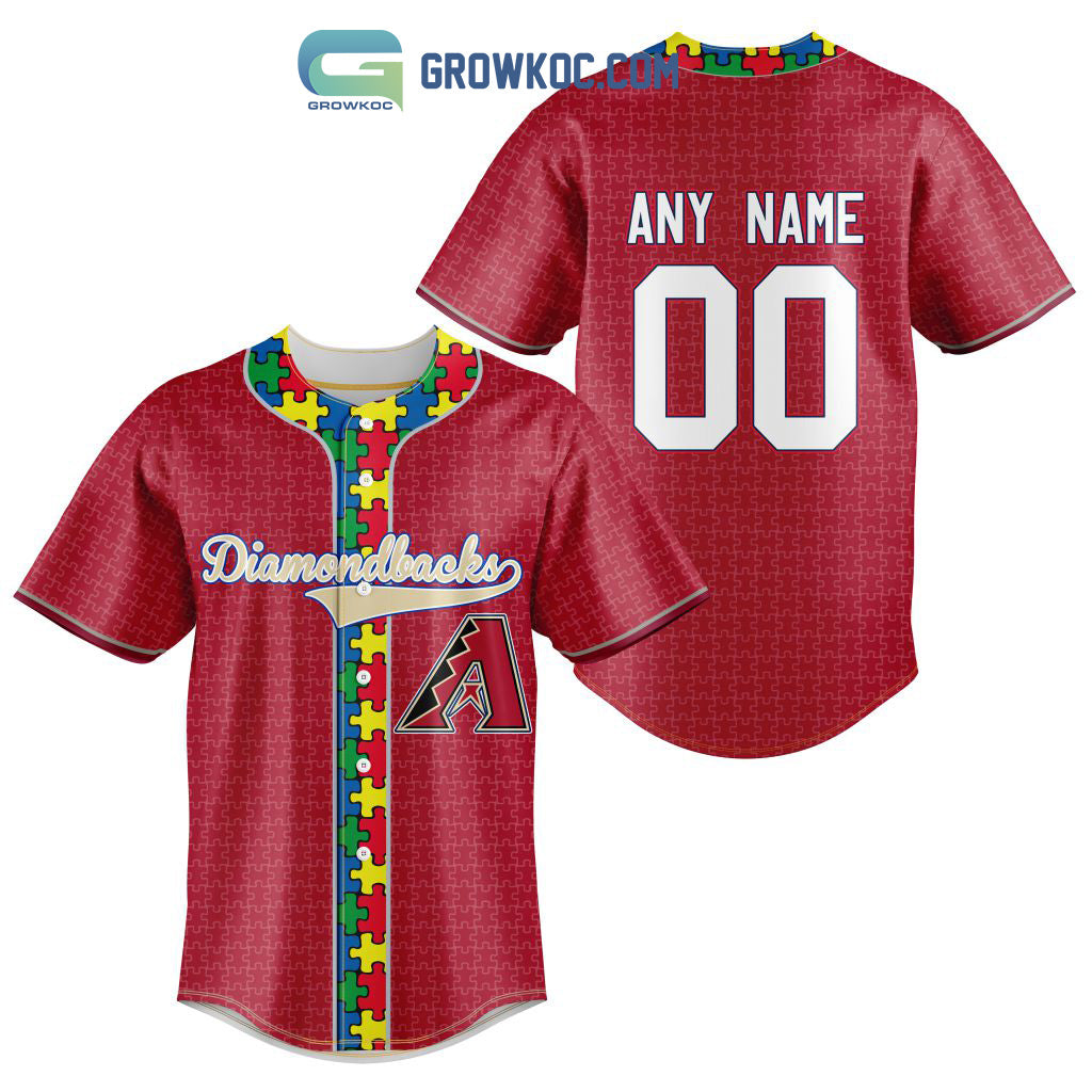 Arizona Diamondbacks MLB Fearless Against Autism Personalized Baseball Jersey Unisex T-shirt, Sweatshirt, Hoodie, Long Sleeve Tee - T-Shirt, Sweatshirt, Hoodie