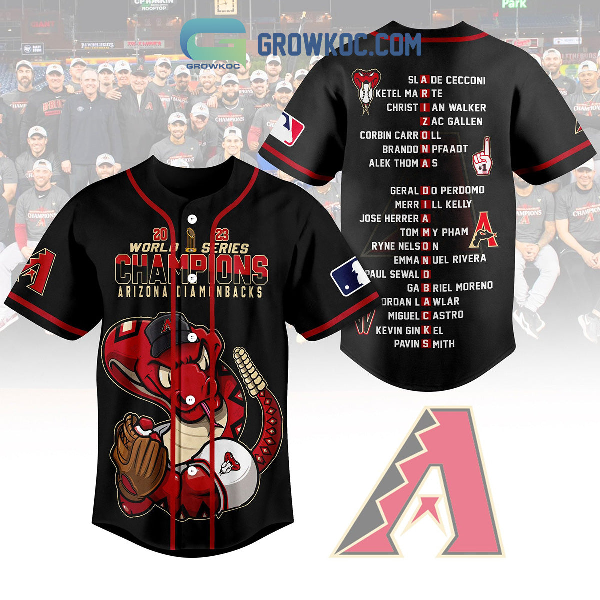 Arizona Diamondbacks World Series 2023 Champions Baseball Jersey Unisex T-shirt, Sweatshirt, Hoodie, Long Sleeve Tee - T-Shirt, Sweatshirt, Hoodie