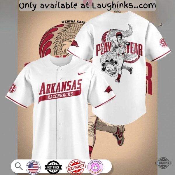 Arkansas Razorback X Wehiwa Aloy Sec Player Of The Year Baseball Jersey Shirt Unisex T-shirt, Sweatshirt, Hoodie, Long Sleeve Tee - T-Shirt, Sweatshirt, Hoodie