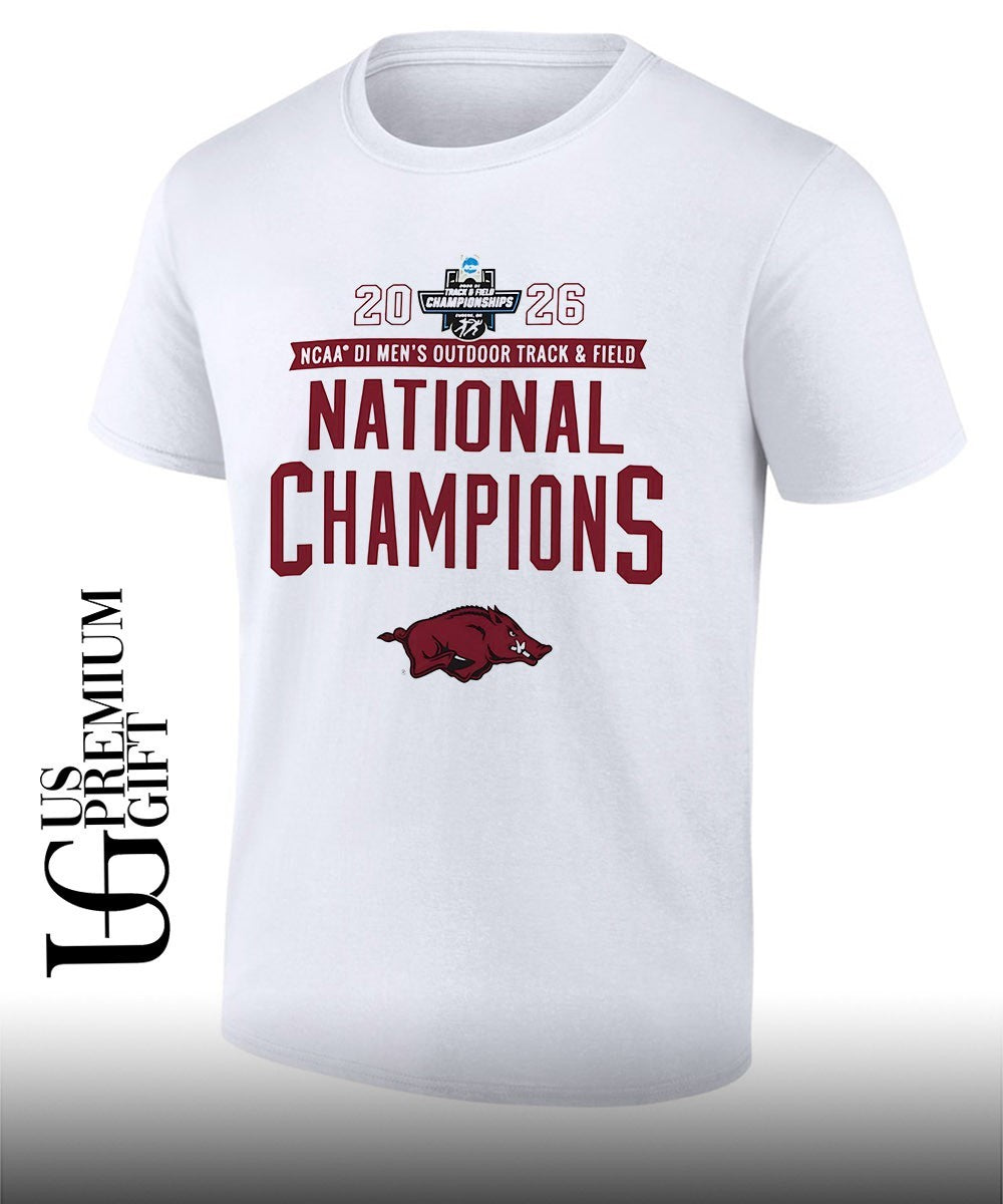 Arkansas Razorbacks 2026 NCAA Mens Outdoor Track and Field National Champions T-shirt Unisex T-shirt, Sweatshirt, Hoodie, Long Sleeve Tee - T-Shirt, Sweatshirt, Hoodie
