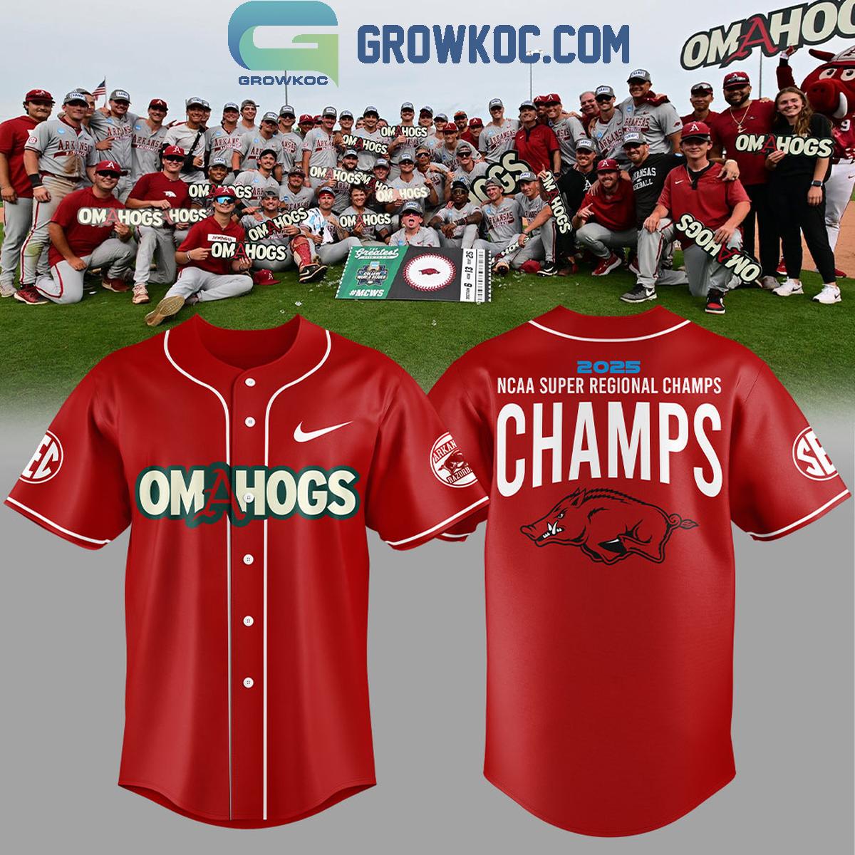 Arkansas Razorbacks Baseball NCAA Super Regional Champions Baseball Jersey Unisex T-shirt, Sweatshirt, Hoodie, Long Sleeve Tee - T-Shirt, Sweatshirt, Hoodie