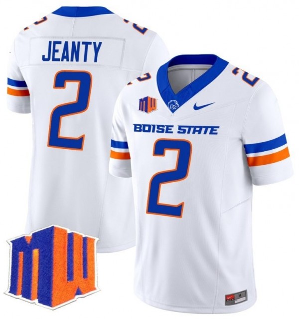 Ashton Jeanty Boise State Broncos Jersey - White football jersey product view 1