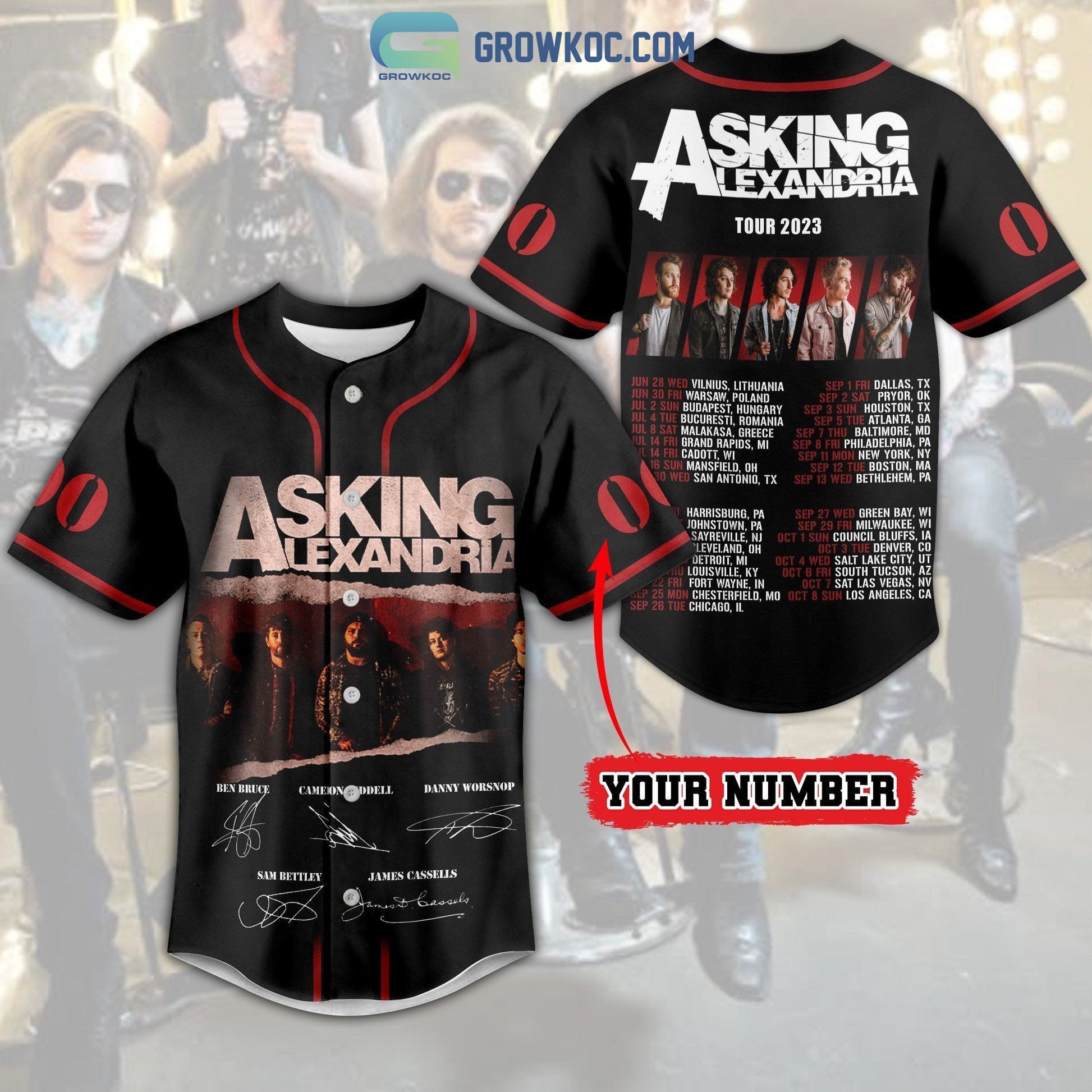 Asking Alexandria Tour 2023 Personalized Baseball Jersey Unisex T-shirt, Sweatshirt, Hoodie, Long Sleeve Tee - T-Shirt, Sweatshirt, Hoodie
