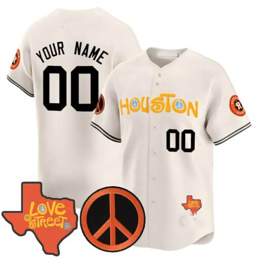 Custom Houston Astros Love Street & Peace Sign Patch Vapor Premier Limited V2 ¨C All Stitched Baseball Jersey baseball jersey product view 2