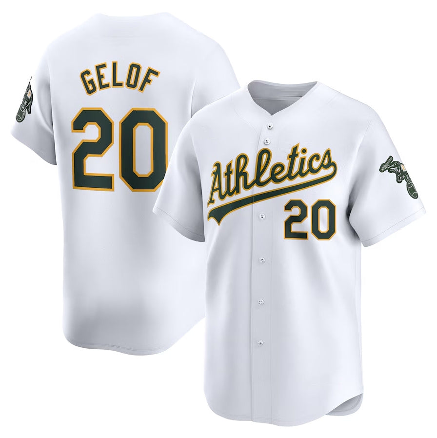 Oakland Athletics #20 Zack Gelof Home Limited Player Jersey - White Stitched Baseball Jersey baseball jersey product view 1
