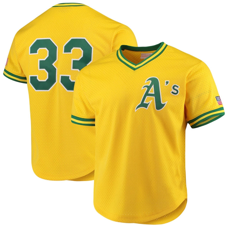 Oakland Athletics #33 Jose Canseco Cooperstown Collection Mesh Batting Practice Jersey - Gold Stitched Baseball Jersey baseball jersey product view 1