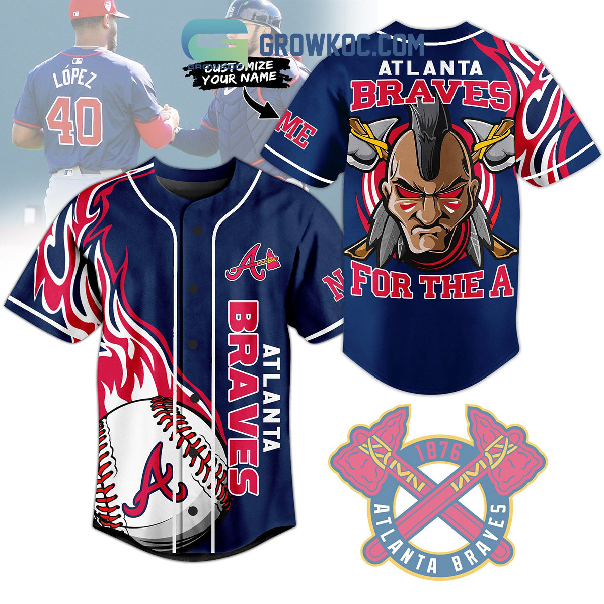 Atlanta Braves For The A Fan Personalized Baseball Jersey Unisex T-shirt, Sweatshirt, Hoodie, Long Sleeve Tee - T-Shirt, Sweatshirt, Hoodie