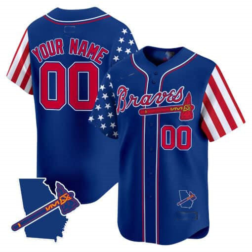 Custom Atlanta Braves 2024 Independence Day Vapor Premier Limited V2 ¨C All Stitched Baseball Jersey baseball jersey product view 3