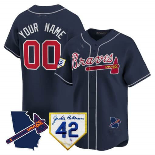 Custom Atlanta Braves 2024 Robinson & Georgia Patch Vapor Premier Limited ¨C All Stitched Baseball Jersey baseball jersey product view 2