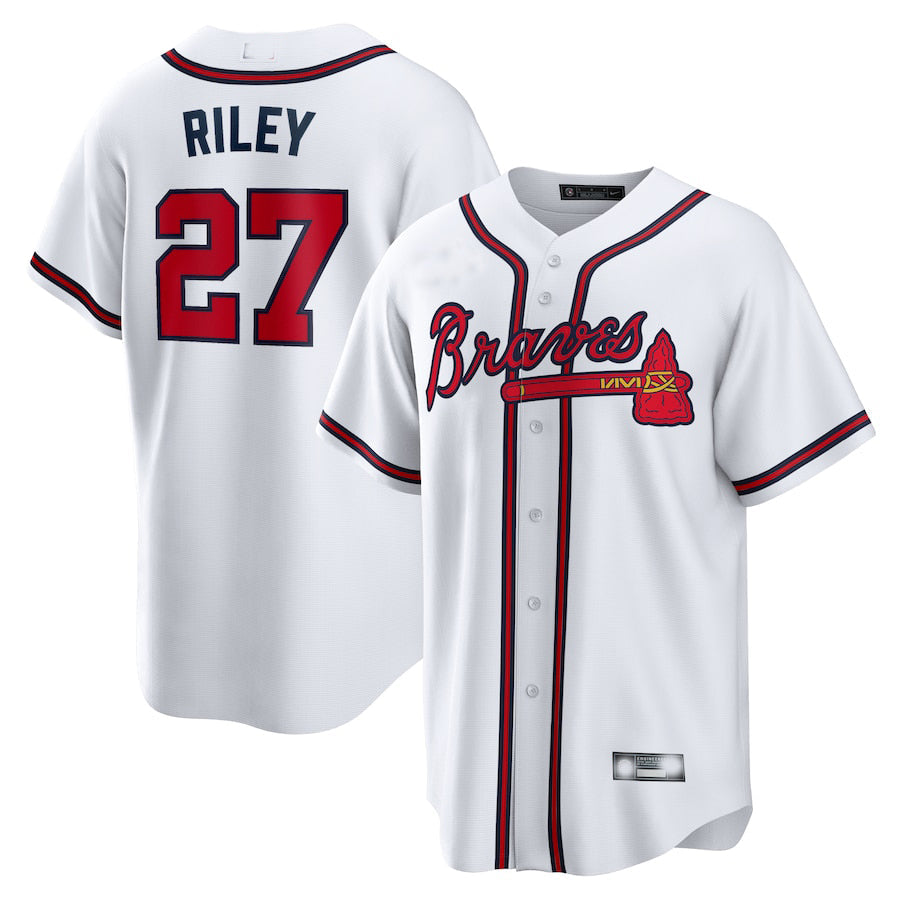 Atlanta Braves #27 Austin Riley White Home Replica Player Jersey Stitches Baseball Jerseys baseball jersey product view 1