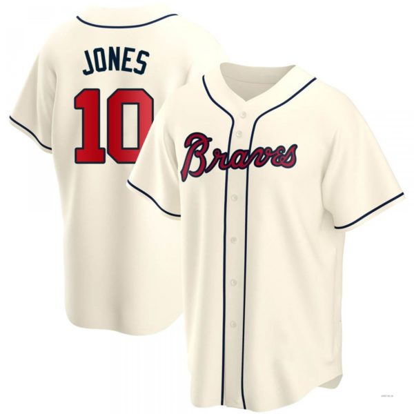 Atlanta Braves #10 Chipper Jones Cream Alternate Jersey Stitches Baseball Jerseys baseball jersey product view 1