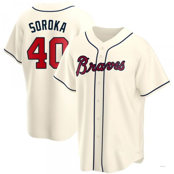 Atlanta Braves #40 Mike Soroka Cream Alternate Jersey Stitches Baseball Jerseys baseball jersey product view 1