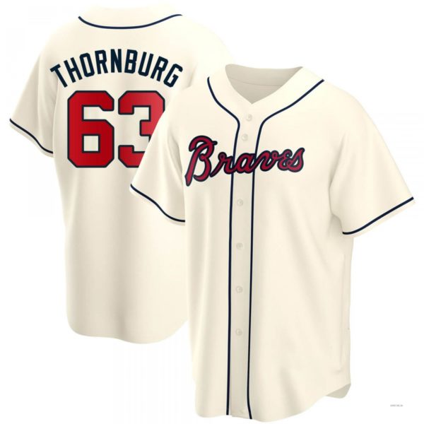 Atlanta Braves #63 Tyler Thornburg Cream Alternate Jersey Stitches Baseball Jerseys baseball jersey product view 1