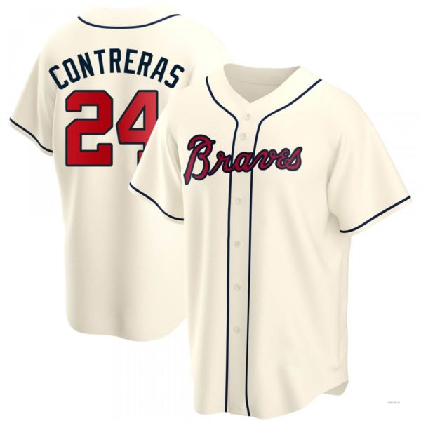 Atlanta Braves #24 William Contreras Cream Alternate Jersey Stitches Baseball Jerseys baseball jersey product view 1