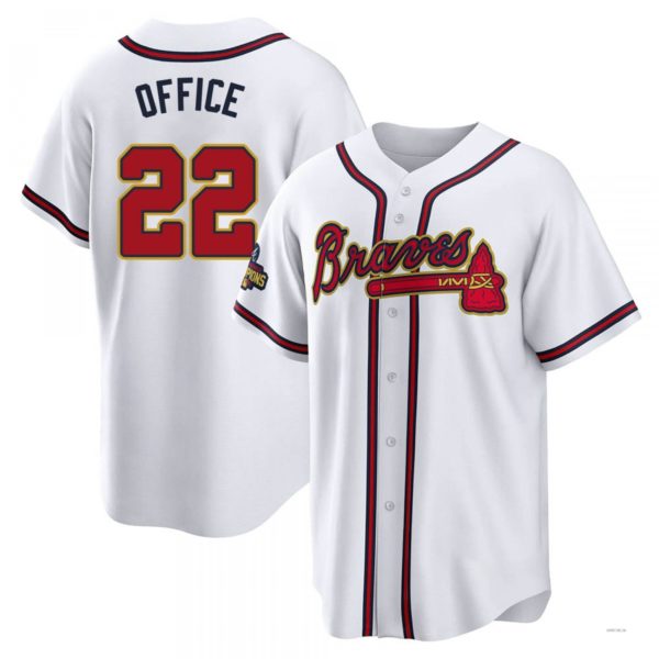Atlanta Braves #22 Rowland Office Gold White 2022 Program Jersey Stitches Baseball Jerseys baseball jersey product view 1
