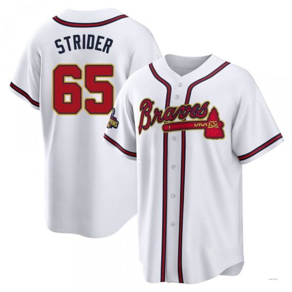 Atlanta Braves #65 Spencer Strider Gold White 2022 Program Jersey Stitches Baseball Jerseys baseball jersey product view 1