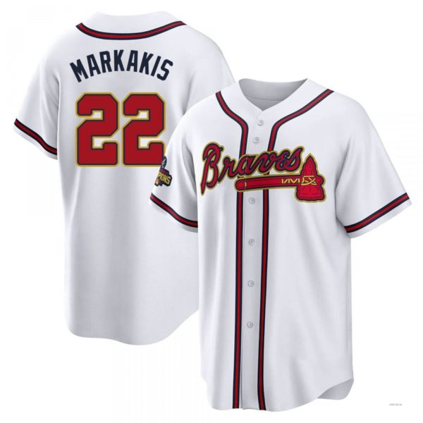Atlanta Braves #22 Nick Markakis Gold White 2022 Program Jersey Stitches Baseball Jerseys baseball jersey product view 1