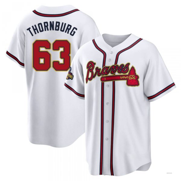 Atlanta Braves #63 Tyler Thornburg Gold White 2022 Program Jersey Stitches Baseball Jerseys baseball jersey product view 1