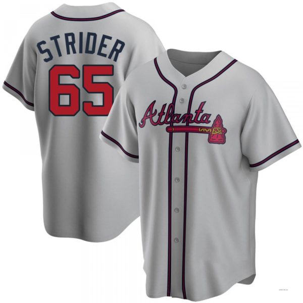 Atlanta Braves #65 Spencer Strider Gray Road Jersey Stitches Baseball Jerseys baseball jersey product view 1