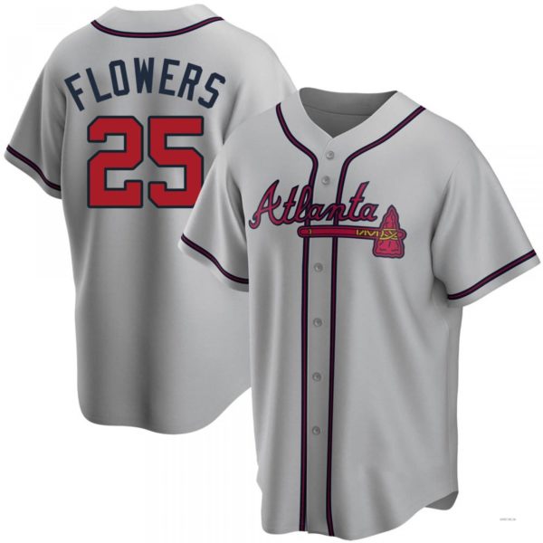 Atlanta Braves #25 Tyler Flowers Gray Road Jersey Stitches Baseball Jerseys baseball jersey product view 1