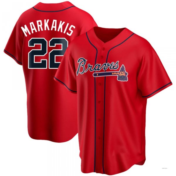 Atlanta Braves #22 Nick Markakis Red Alternate Jersey Stitches Baseball Jerseys baseball jersey product view 1