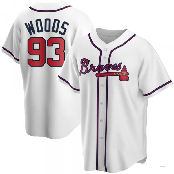 Atlanta Braves #93 William Woods White Home Jersey Stitches Baseball Jerseys baseball jersey product view 1