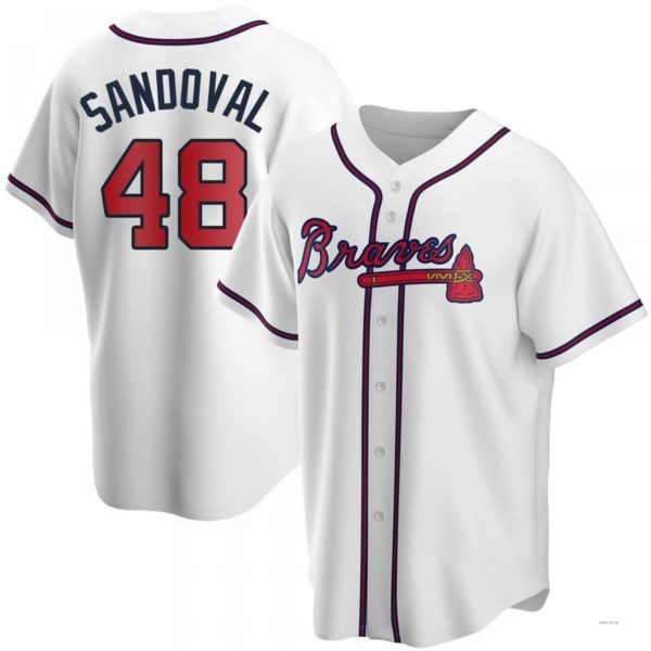 Atlanta Braves #48 Pablo Sandoval White Home Jersey Stitches Baseball Jerseys baseball jersey product view 1