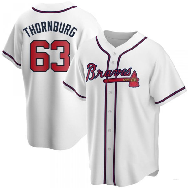 Atlanta Braves #63 Tyler Thornburg White Home Jersey Stitches Baseball Jerseys baseball jersey product view 1