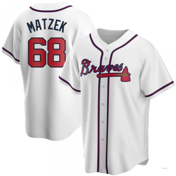 Atlanta Braves #68 Tyler Matzek White Home Jersey Stitches Baseball Jerseys baseball jersey product view 1