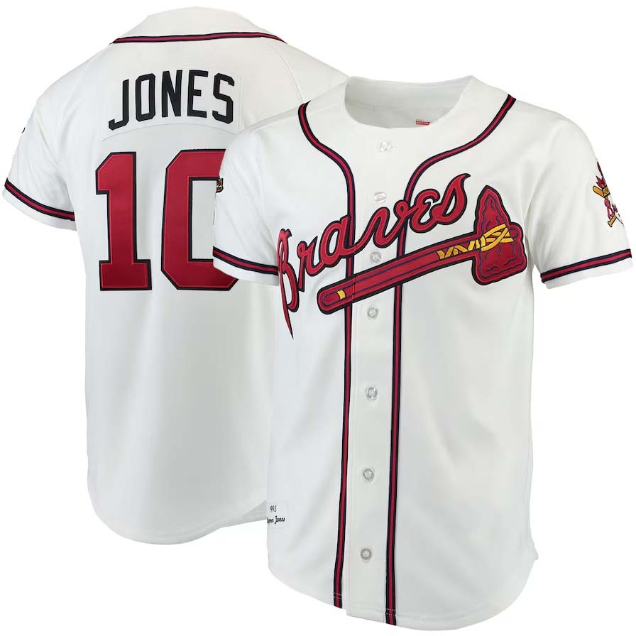 Atlanta Braves #10 Chipper Jones Authentic Jersey - White Stitched Baseball Jersey baseball jersey product view 1