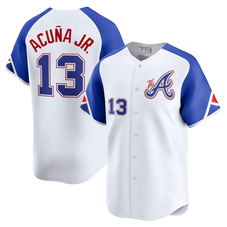 Atlanta Braves #13 Ronald Acu?a Jr. City Connect Limited Jersey - White Baseball Jerseys baseball jersey product view 1