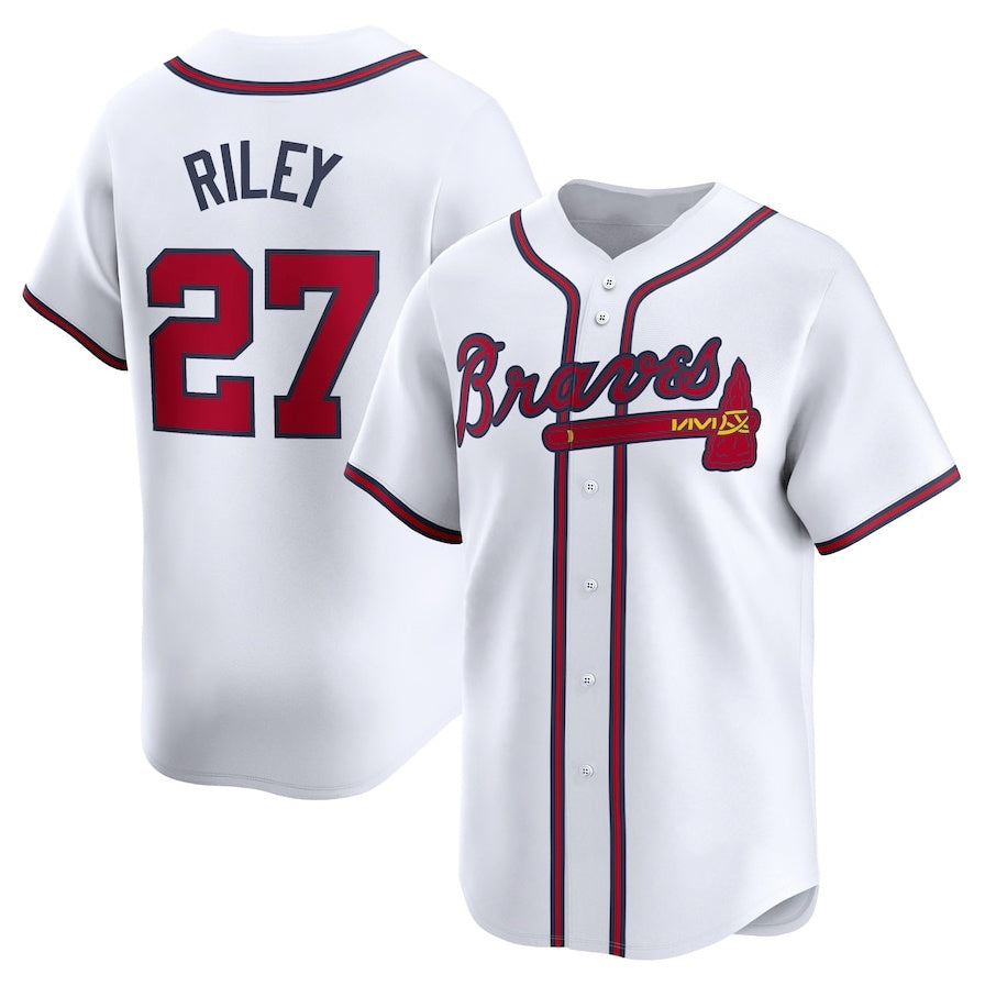 Atlanta Braves #27 Austin Riley Home Limited Player Jersey - White Baseball Jerseys baseball jersey product view 1