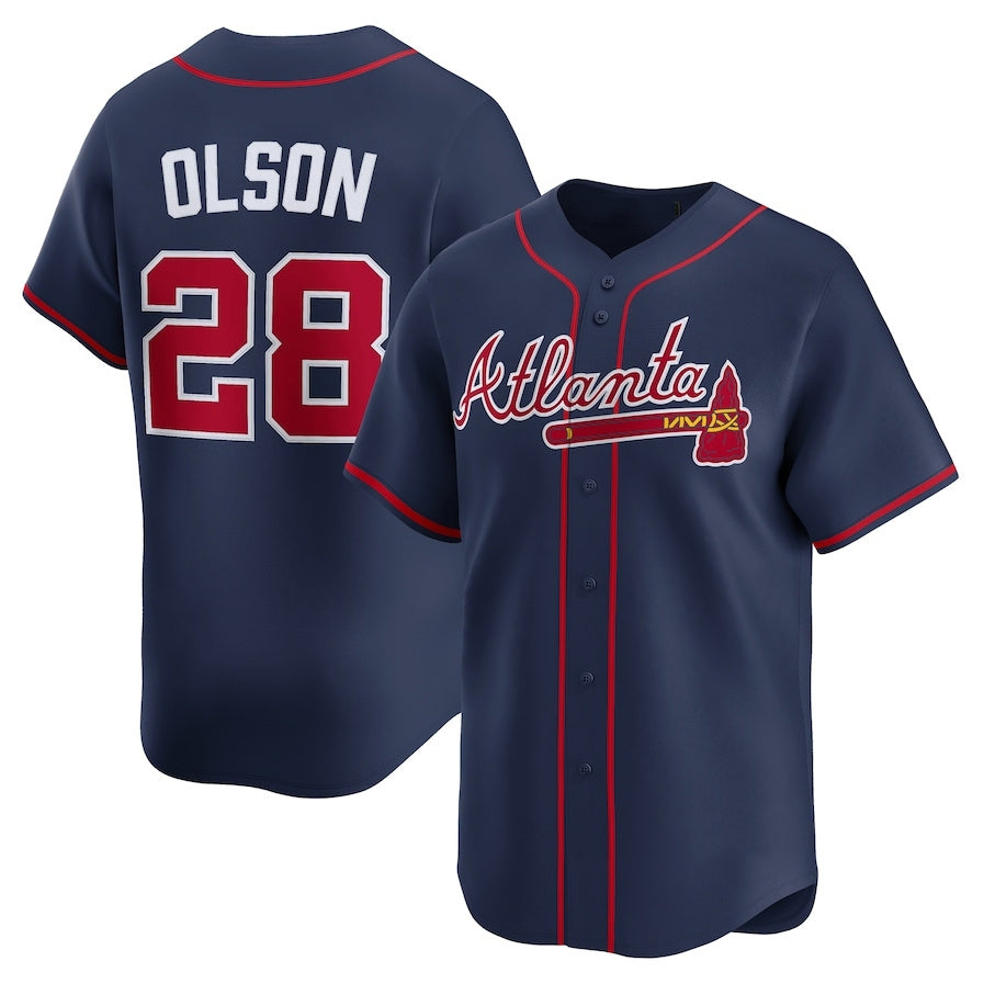 Atlanta Braves #28 Matt Olson Alternate Limited Jersey - Navy Baseball Jerseys baseball jersey product view 1