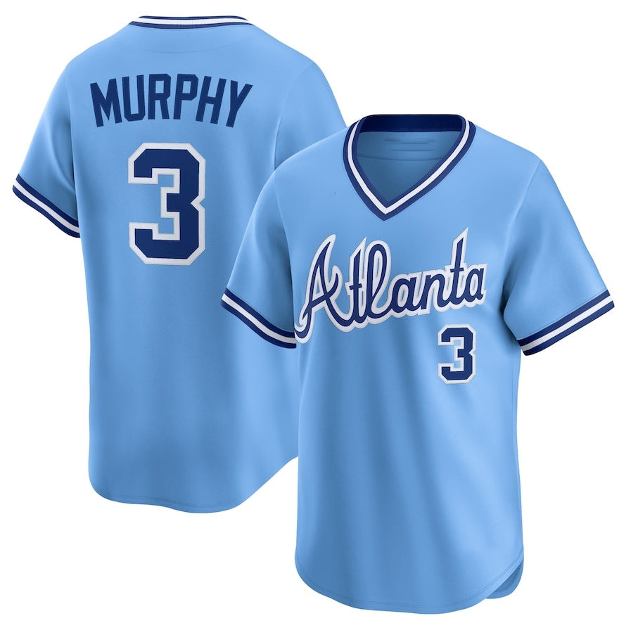 Atlanta Braves #3 Dale Murphy Throwback Cooperstown Collection Limited Jersey - Light Blue Baseball Jerseys baseball jersey product view 1