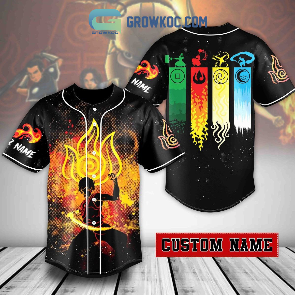 Avatar The Last Airbender Firebending Fan Personalized Baseball Jersey Unisex T-shirt, Sweatshirt, Hoodie, Long Sleeve Tee - T-Shirt, Sweatshirt, Hoodie
