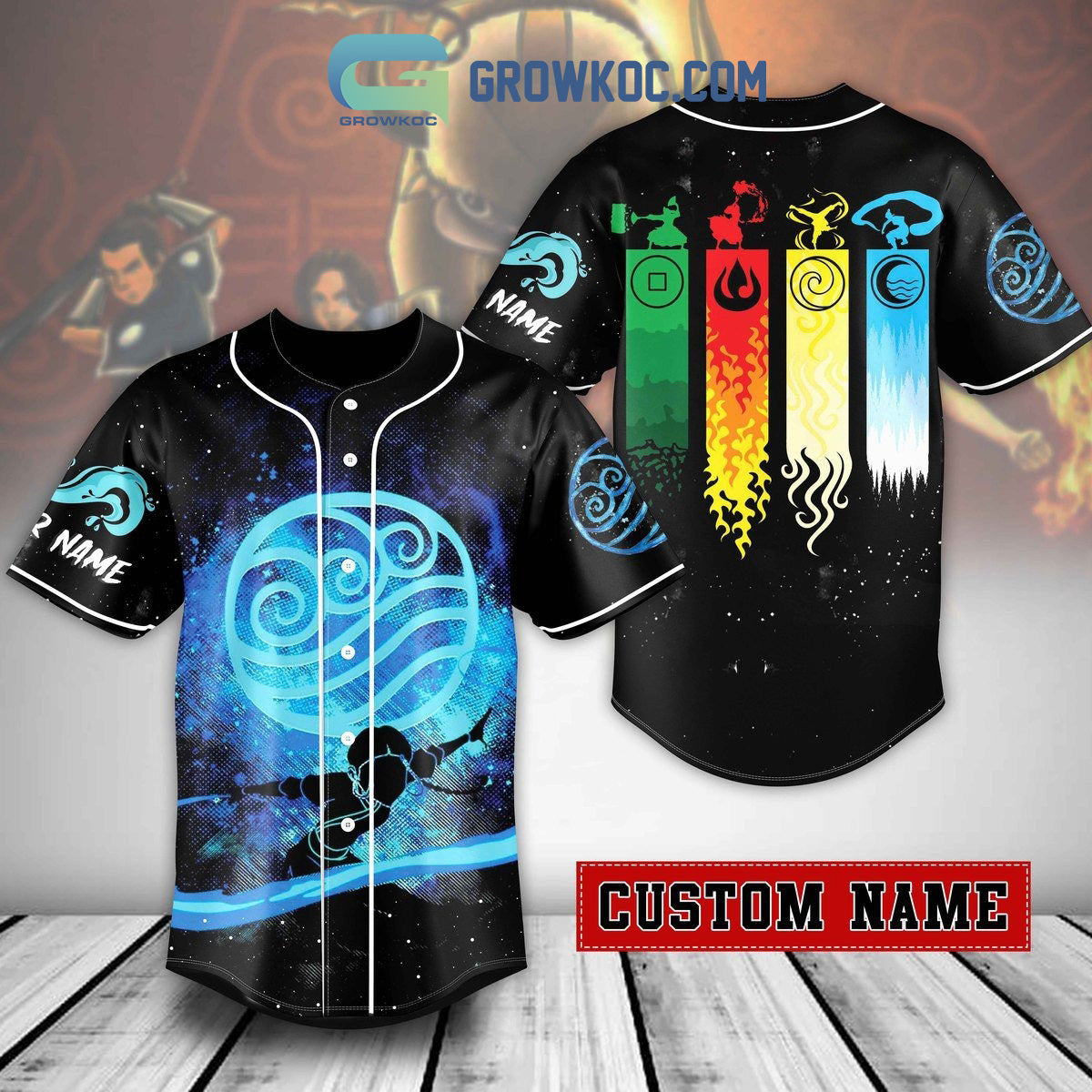 Avatar The Last Airbender Waterbending Fan Personalized Baseball Jersey Unisex T-shirt, Sweatshirt, Hoodie, Long Sleeve Tee - T-Shirt, Sweatshirt, Hoodie