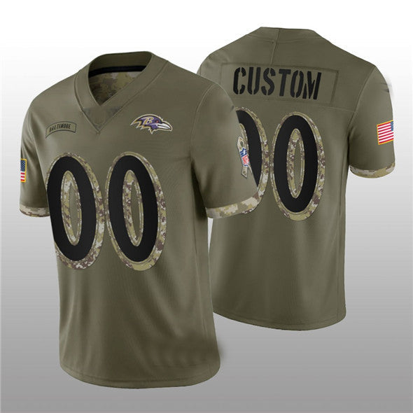 Custom B.Ravens ACTIVE PLAYER 2022 Olive Salute To Service Limited Stitched Jersey Football Jerseys football jersey product view 1