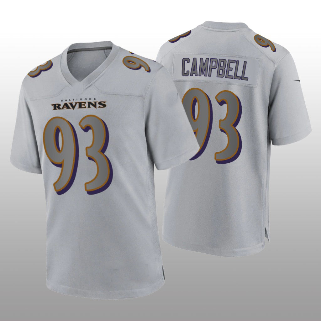 B.Ravens #93 Calais Campbell Gray Atmosphere Game Jersey Stitched American Football Jerseys football jersey product view 1