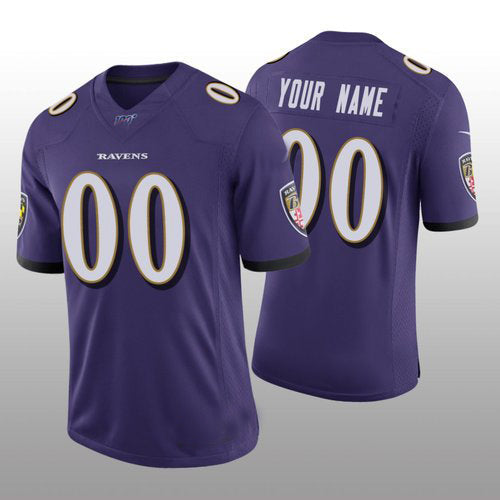 Custom B.Ravens Purple Vapor Limited 100th Season Jersey Stitched American Football Jerseys football jersey product view 1