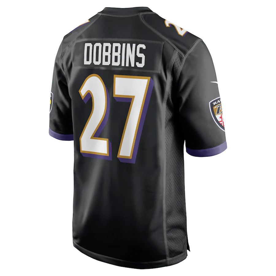 B.Ravens #27 J.K. Dobbins Black Game Jersey Stitched American Football Jerseys football jersey product view 1