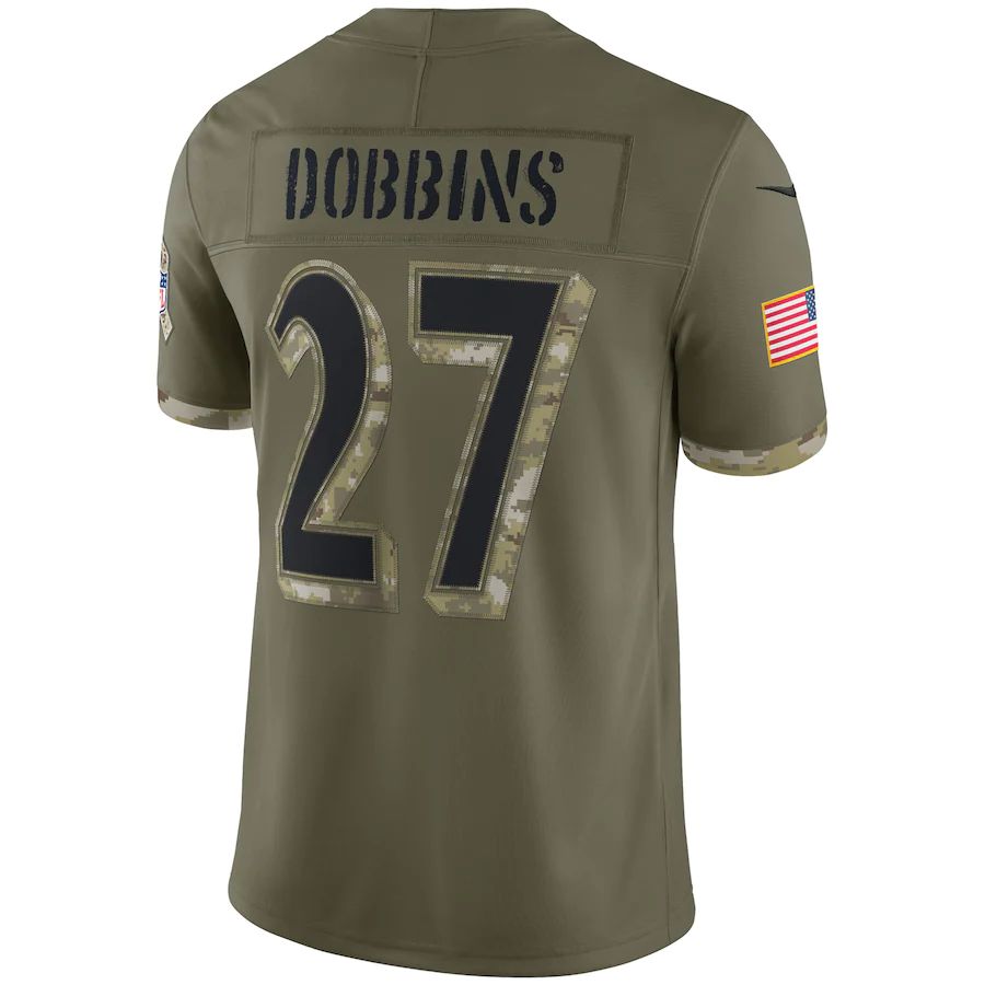 B.Ravens #27 J.K. Dobbins Olive 2022 Salute To Service Limited Jersey Stitched American Football Jerseys football jersey product view 1
