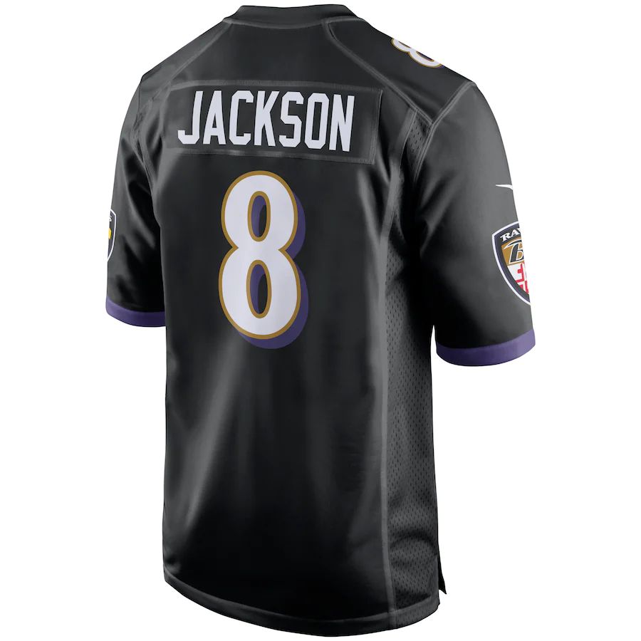 B.Ravens #8 Lamar Jackson Black Game Jersey Stitched American Football Jerseys football jersey product view 1